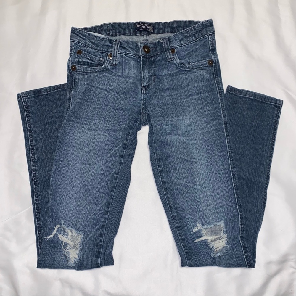Underground Soul Distressed Straight Leg Jeans